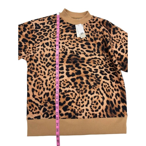 BP Mock Neck Graphic Sweatshirt In Tan Simple Leopard Print SZ-XSmall - Picture 4 of 10